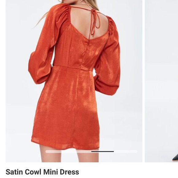 GREEN satin mini dress - Picture 2 of 5